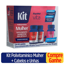 Imagem do produto Kit Panvel Vita Polivitamínico Mulher 120Cps + Cabelos E Unhas 60 Cps Panvel Farmácias
