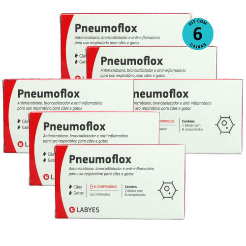Imagem do produto Kit Pneumoflox Com 8 Comprimidos Para Cães E Gatos Labyes Com 6 Unidades