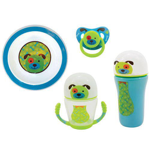 Imagem do produto Kit Refeição Infantil Com Prato Copos E Chupeta Azul Kitstar