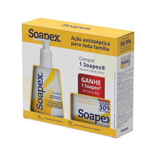 Imagem do produto Kit Sabonete Líquido Soapex Antisséptico 250Ml + Sabonete Em Barra 80G