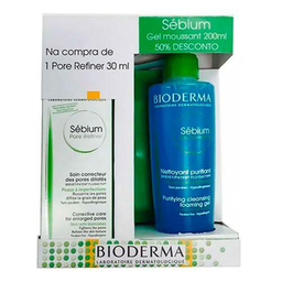 Imagem do produto Kit Sebium Bioderma Pore Refiner E Gel Moussant 200Ml Com 50% Desconto