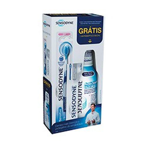 Imagem do produto Kit Sensodyne Creme Dental Branqueador Extra Fresh E Escova Dental Grátis Enxaguatório Bucal 50G E 1Un. E 300Ml