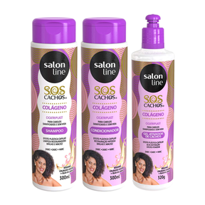 Imagem do produto Kit Shampoo + Condicionador + Gel Ativador De Cachos Sos Cachos Colágeno Salon Line