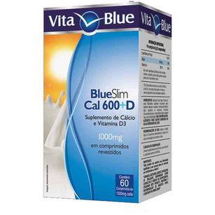 Kit Suplemento De Cálcio 600Mg + Vitamina D3 5,0Mcg Vita Blue 3 Unidades C/ 60 Comprimidos