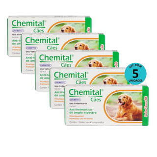 Imagem do produto Kit Vermífugos Chemital Cães Chemitec 4 Comp. C/ 5 Caixas