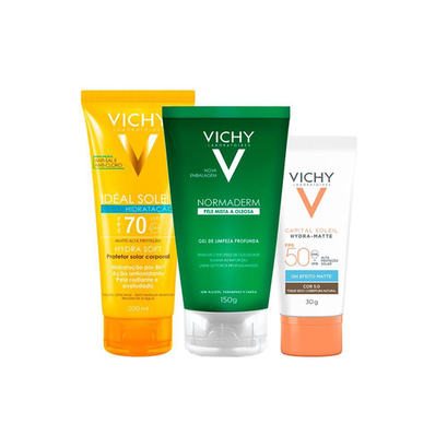 Imagem do produto Kit Vichy Gel Facial De Limpeza E Protetor Solarar Facial Fps 50 Cor 5.0 E Protetor Solarar Corporal Fps 70