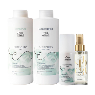 Imagem do produto Kit Wella Professionals Nutricurls Shampoo E Condicionador E Leave In E Óleo Light