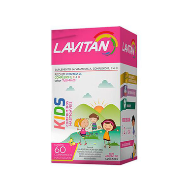 Lavitan Kids Comprimidos Mastigáveis Sabor Tuttifrutti Com 60 Unidades