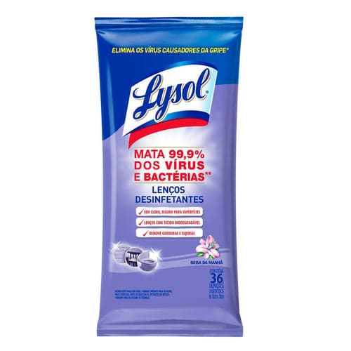 Imagem do produto Lenço Desinfetante Lysol Brisa Da Manhã Com 36 Unidades
