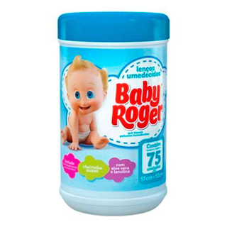 Lenco Umedecido Baby Roger Pote Azul Com 70 Unidades
