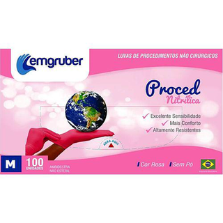 Imagem do produto Luva Nitrílica Proced Lemgruber Rosa Sem Pó 100 Unidades Tam M