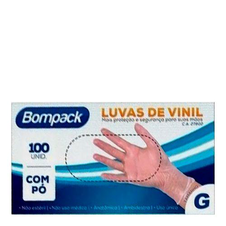 Imagem do produto Luvas De Vinil Bompack Com Pó Tamanho G 100 Unidades