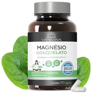 Imagem do produto Magnésio 100% Quelato 350Mg Com Vitaminas B5 E B6 90 Cápsulas Senhora Vitamina