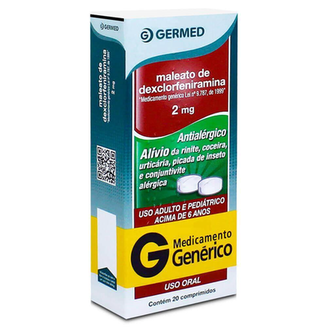 Imagem do produto Maleato De Dexclorfeniramina - 20 Comprimidos Germed Genérico