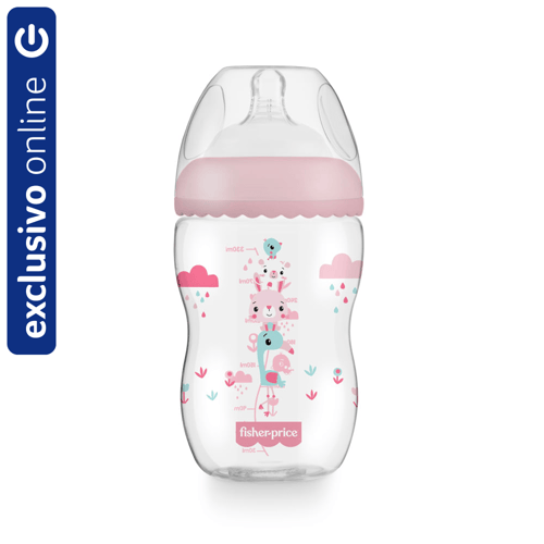 Mamadeira First Moments Rosa Algodão Doce 330Ml Fisher Price Bb1028