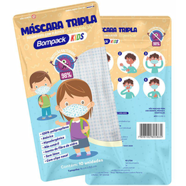 Imagem do produto Mascara Bompack Kids Com 10 Tripla Com Elastico Estampada