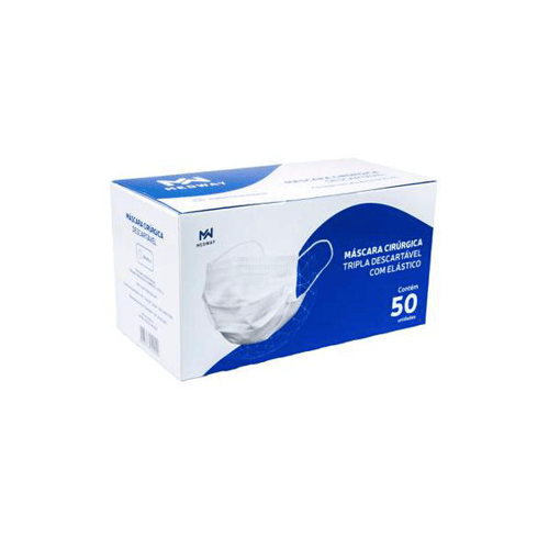 Imagem do produto Máscara Cirúrgica Tripla Com Elástico Branca 50 Unidades Medway