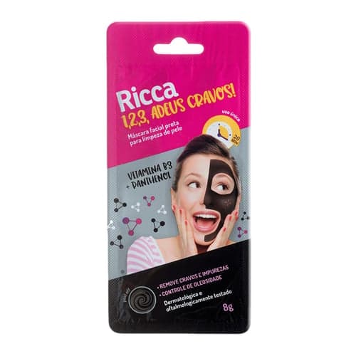Imagem do produto Máscara Facial Preta Ricca 1,2,3 Adeus Cravos Com 8G