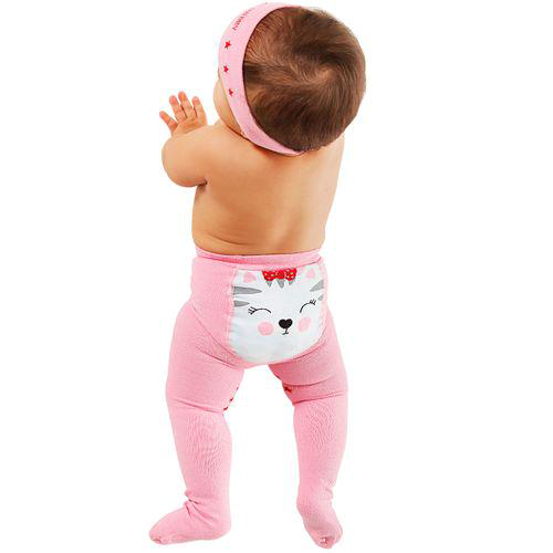 Meia Calça C/ Faixa Meia Para Bebê Em Algodão Gatinha Leke