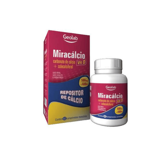 Imagem do produto Miracalcio Vitamina D 500Mg E 400Ui Com 60 Comprimidos Revestidos