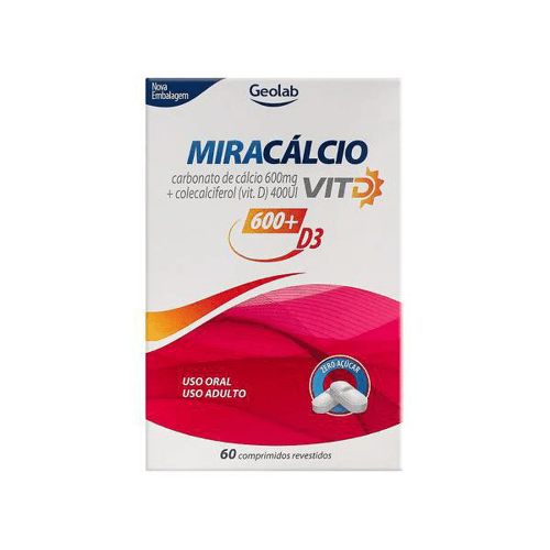 Miracalcio Vitamina D 600Mg E 400Ui Com 60 Comprimidos Revestidos