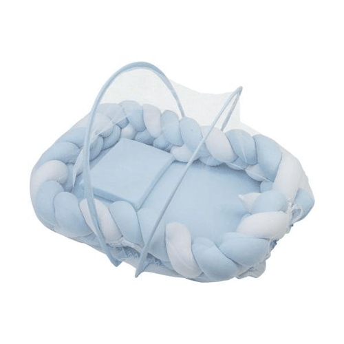 Imagem do produto Ninho Trança Baby Joy Essence Com Travesseiro Antissufocante E Mosquiteiro Branco Azul