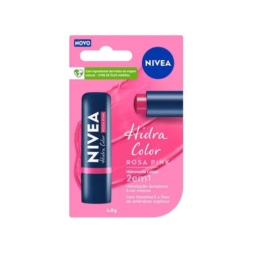 Imagem do produto Nivea Hidratante Labial 2 Em 1 Hidra Color Rosa Pink 4,8G