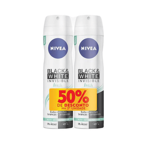 Imagem do produto Nivea Kit Desodorante Aerosol Black & White Fresh Feminino 1 Unidade
