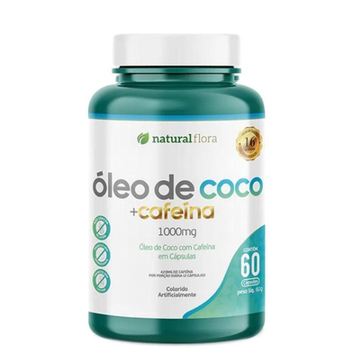 Imagem do produto Óleo De Coco Cafeína 1000Mg 60 Cap Auxilia No Sistema Imune Natural Flora
