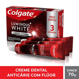 Imagem do produto Pack Creme Dental Colgate Carvão Ativado Luminous White 3Un 70G