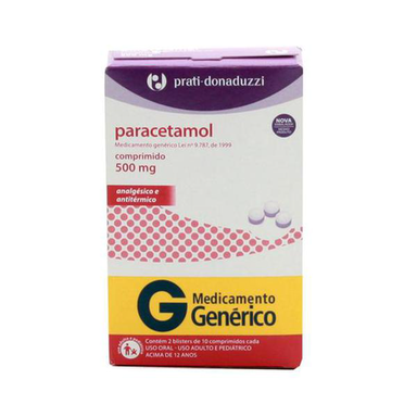Imagem do produto Paracetamol - 500Mg 10 Comprimidos Prati Donaduzzi Genérico