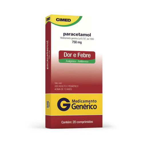 Paracetamol - 750 Mg Com 20 Comprimidos Cimed Genérico