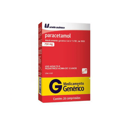 Paracetamol - 750 Mg Com 20 Comprimidos União União Química Genérico