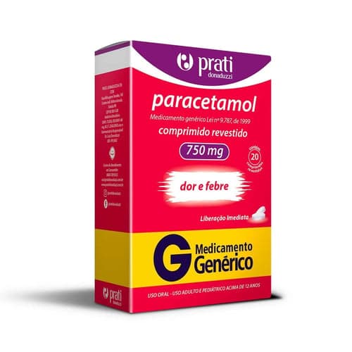 Imagem do produto Paracetamol 750Mg 20 Comprimidos - Prati Donaduzzi Genérico