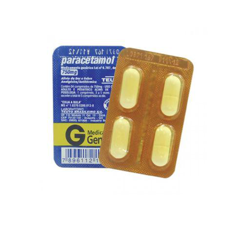 Imagem do produto Paracetamol - 750Mg 4 Comprimidos Genérico Av Teuto Genérico