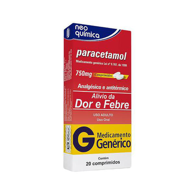 Imagem do produto Paracetamol Analgésico 750Mg Com 20 Comprimidos - Brainfarma Genérico