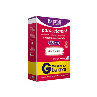 Imagem do produto Paracetamol - 750Mg Com 20 Comprimidos Prati Donaduzzi Genérico
