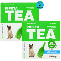 Imagem do produto Pipeta Tea 0,5 Ml Antiparasitário Contra Pulgas Para Gatos De Até 4 Kg König Kit Com 2