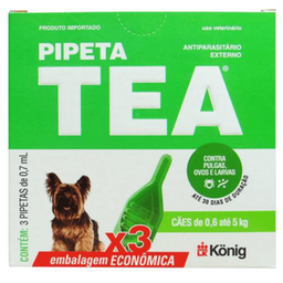 Imagem do produto Pipeta Tea 0,7Ml Antiparasitário Contra Pulgas Para Cães De 0,6 Até 5 Kg Kit 3 Unid. König