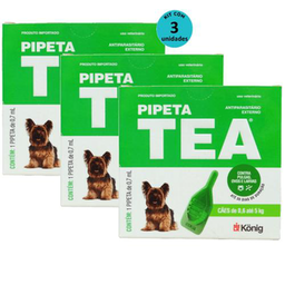 Imagem do produto Pipeta Tea 0,7Ml Antiparasitário Contra Pulgas Para Cães De 0,6 Até 5 Kg König Kit Com 3