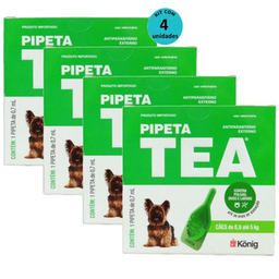 Imagem do produto Pipeta Tea 0,7Ml Antiparasitário Contra Pulgas Para Cães De 0,6 Até 5 Kg König Kit Com 4