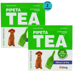 Imagem do produto Pipeta Tea 1,3 Ml Antiparasitário Contra Pulgas Para Cães De 5,1 Até 10 Kg König Kit Com 2