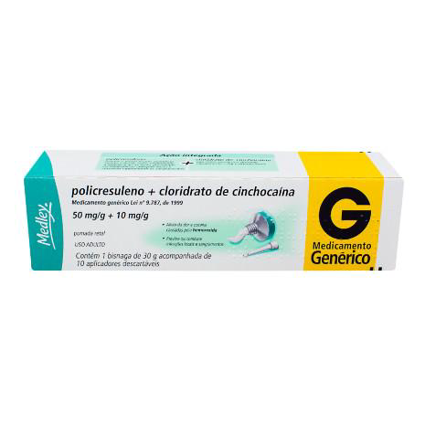 Imagem do produto Policresuleno+Cloridrato De Cinchocaina - 30G+10Aplic Medley Genérico
