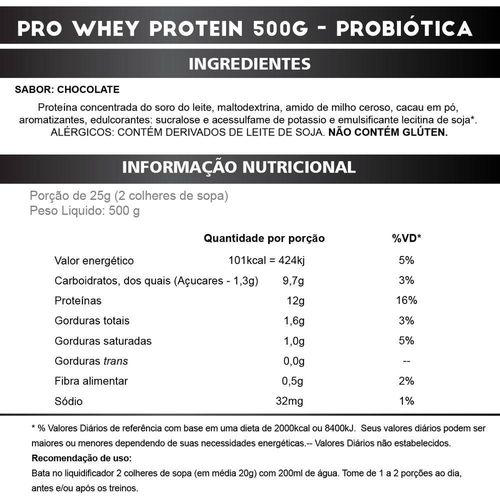 Imagem do produto Pro Whey Protein Probiotica New Formula Chocolate 500G