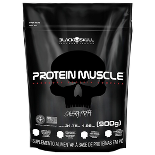 Imagem do produto Protein Muscle Black Skull Refil 900G Blend Proteínas Refil Protein Muscle Baunilha 900G