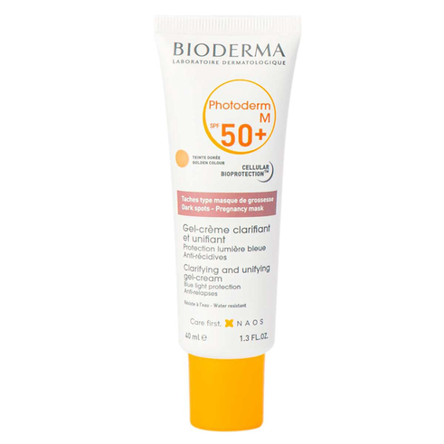 Imagem do produto Protetor Solar Facial Bioderma Photoderm M Com Cor + Ação Clareadora Dourado FPS50+ 40Ml