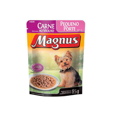 Ração Para Cães Adultos Magnus Pequeno Porte Sabor Carne Ao Molho Sachê 85G