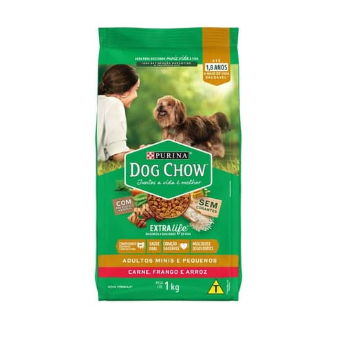 Imagem do produto Ração Para Cães Dog Chow Extra Life Adultos Minis E Pequenos Carne Frango E Arroz 1Kg