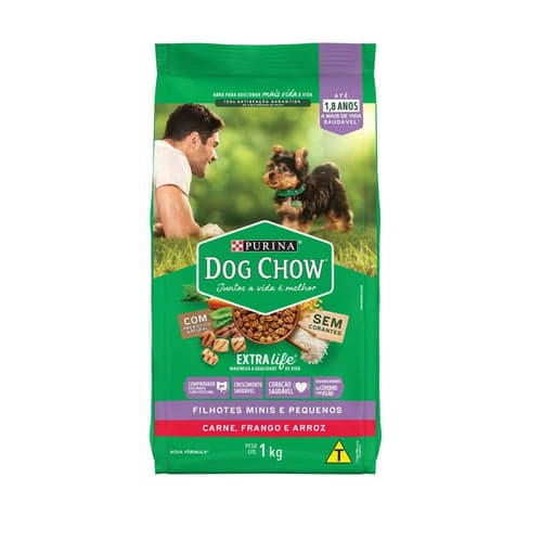 Imagem do produto Ração Para Cães Dog Chow Extra Life Filhotes Minis E Pequenos Carne Frango E Arroz 1Kg