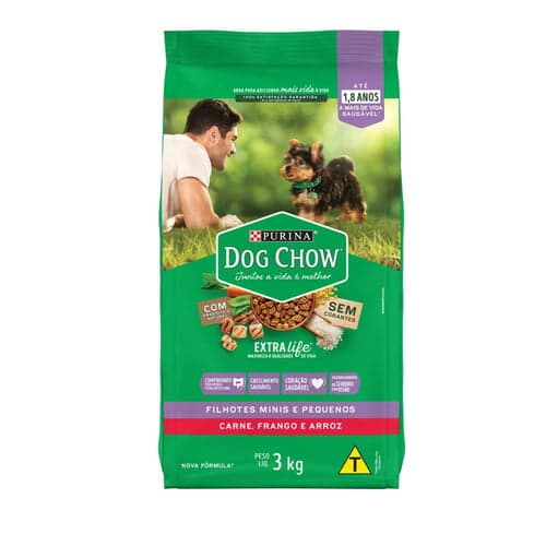 Imagem do produto Ração Para Cães Dog Chow Extra Life Filhotes Minis E Pequenos Carne Frango E Arroz 3Kg